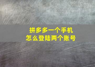 拼多多一个手机怎么登陆两个账号