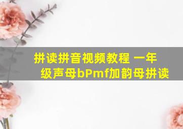 拼读拼音视频教程 一年级声母bPmf加韵母拼读