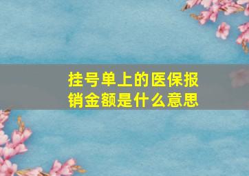 挂号单上的医保报销金额是什么意思