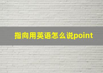 指向用英语怎么说point