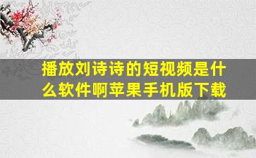 播放刘诗诗的短视频是什么软件啊苹果手机版下载