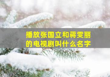 播放张国立和蒋雯丽的电视剧叫什么名字