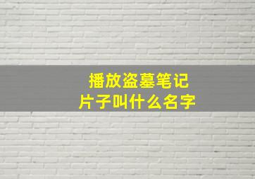 播放盗墓笔记片子叫什么名字