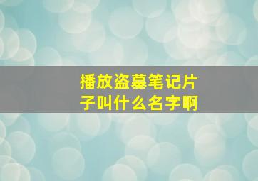 播放盗墓笔记片子叫什么名字啊