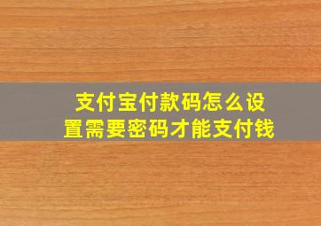 支付宝付款码怎么设置需要密码才能支付钱