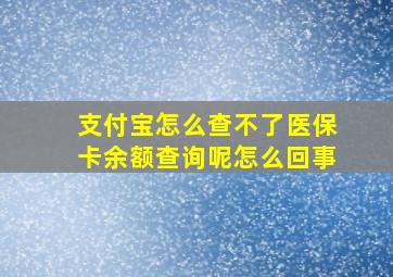 支付宝怎么查不了医保卡余额查询呢怎么回事