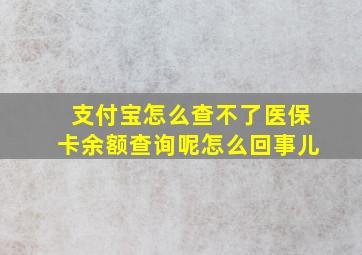 支付宝怎么查不了医保卡余额查询呢怎么回事儿