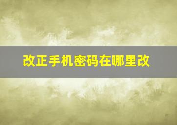 改正手机密码在哪里改