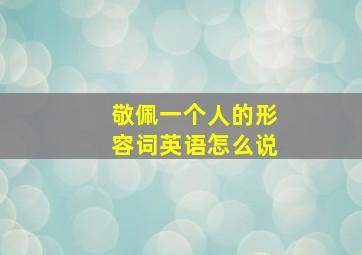 敬佩一个人的形容词英语怎么说