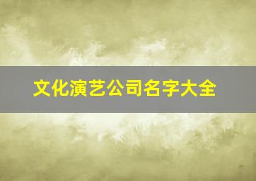 文化演艺公司名字大全