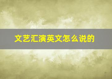 文艺汇演英文怎么说的