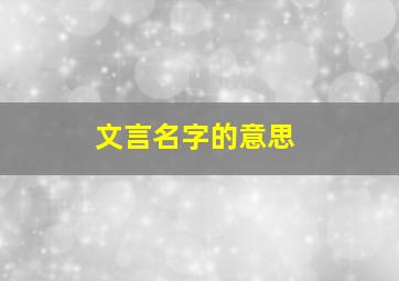 文言名字的意思