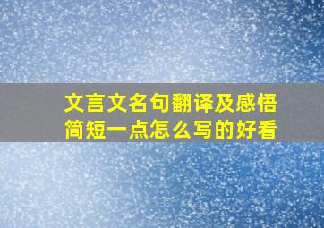 文言文名句翻译及感悟简短一点怎么写的好看