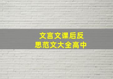 文言文课后反思范文大全高中