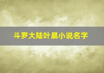 斗罗大陆叶晨小说名字