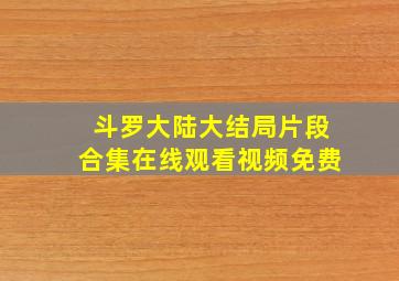 斗罗大陆大结局片段合集在线观看视频免费