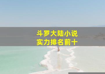 斗罗大陆小说实力排名前十