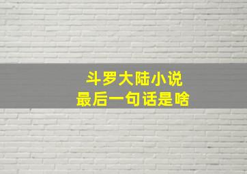 斗罗大陆小说最后一句话是啥