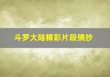 斗罗大陆精彩片段摘抄