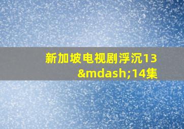 新加坡电视剧浮沉13—14集