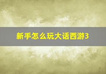 新手怎么玩大话西游3