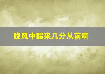 晚风中醒来几分从前啊