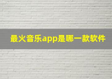 最火音乐app是哪一款软件