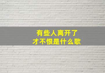 有些人离开了才不恨是什么歌