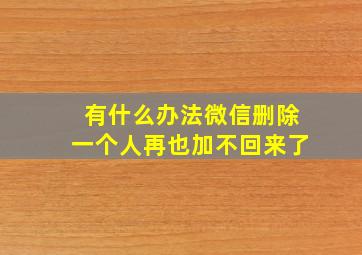 有什么办法微信删除一个人再也加不回来了