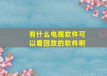 有什么电视软件可以看回放的软件啊