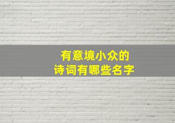 有意境小众的诗词有哪些名字