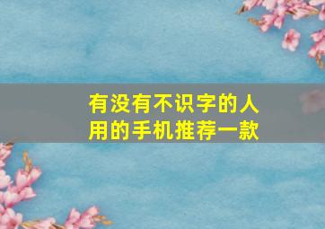 有没有不识字的人用的手机推荐一款