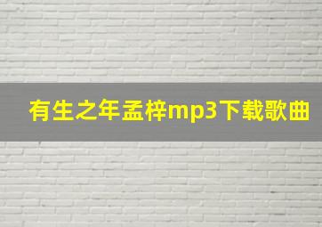 有生之年孟梓mp3下载歌曲