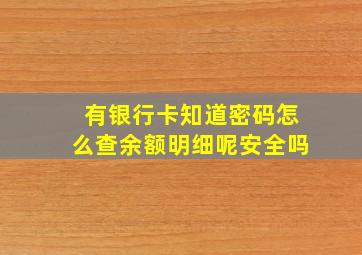 有银行卡知道密码怎么查余额明细呢安全吗