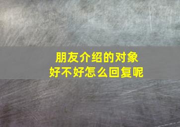 朋友介绍的对象好不好怎么回复呢