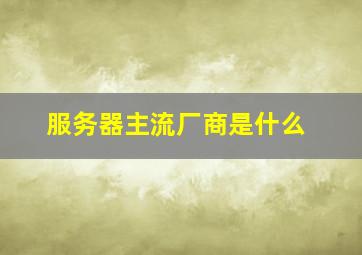 服务器主流厂商是什么