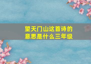 望天门山这首诗的意思是什么三年级