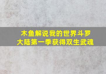 木鱼解说我的世界斗罗大陆第一季获得双生武魂