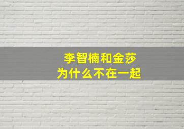 李智楠和金莎为什么不在一起