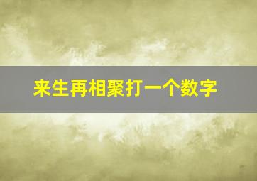 来生再相聚打一个数字