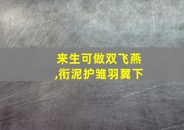 来生可做双飞燕,衔泥护雏羽翼下