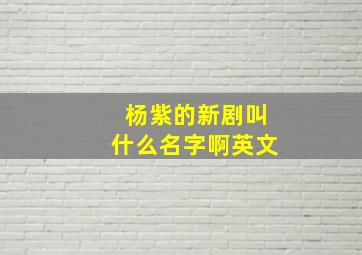 杨紫的新剧叫什么名字啊英文