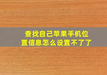 查找自己苹果手机位置信息怎么设置不了了