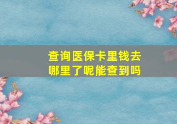 查询医保卡里钱去哪里了呢能查到吗