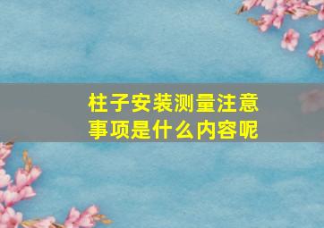 柱子安装测量注意事项是什么内容呢