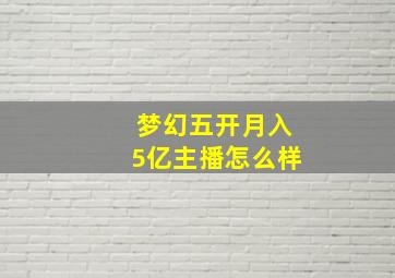 梦幻五开月入5亿主播怎么样