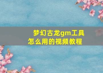 梦幻古龙gm工具怎么用的视频教程