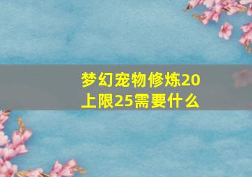 梦幻宠物修炼20上限25需要什么