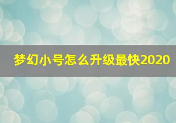 梦幻小号怎么升级最快2020