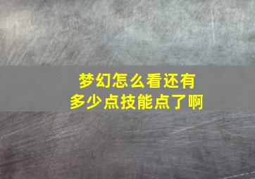 梦幻怎么看还有多少点技能点了啊